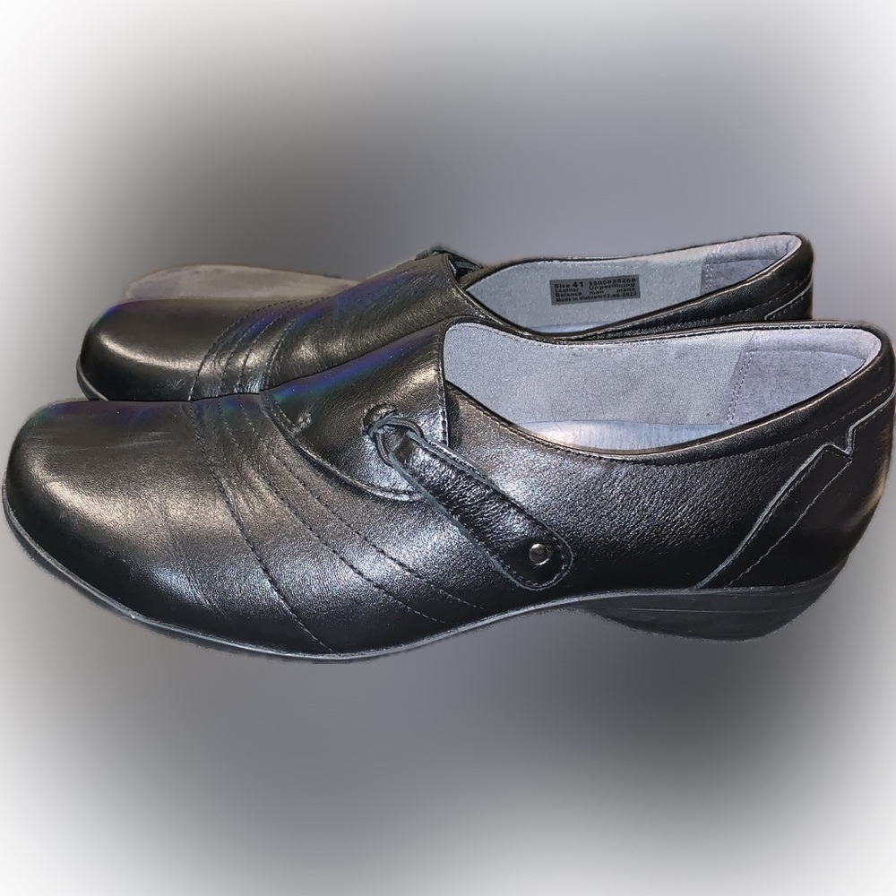 Dansko Franny Black Leather Velcro Slip On Loafers Comfy Nursing Shoes 41